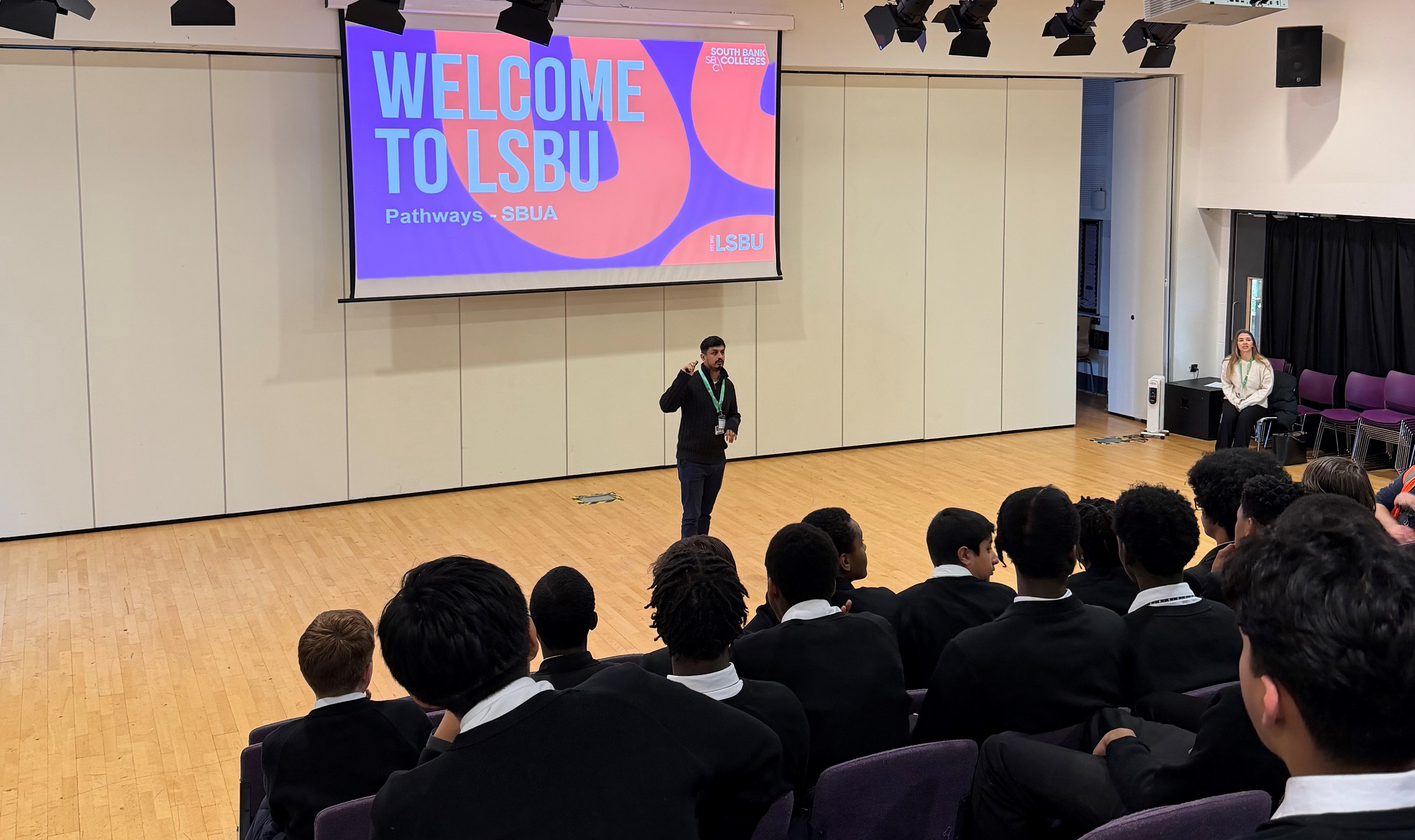 LSBU representative giving a presentation on apprenticeship