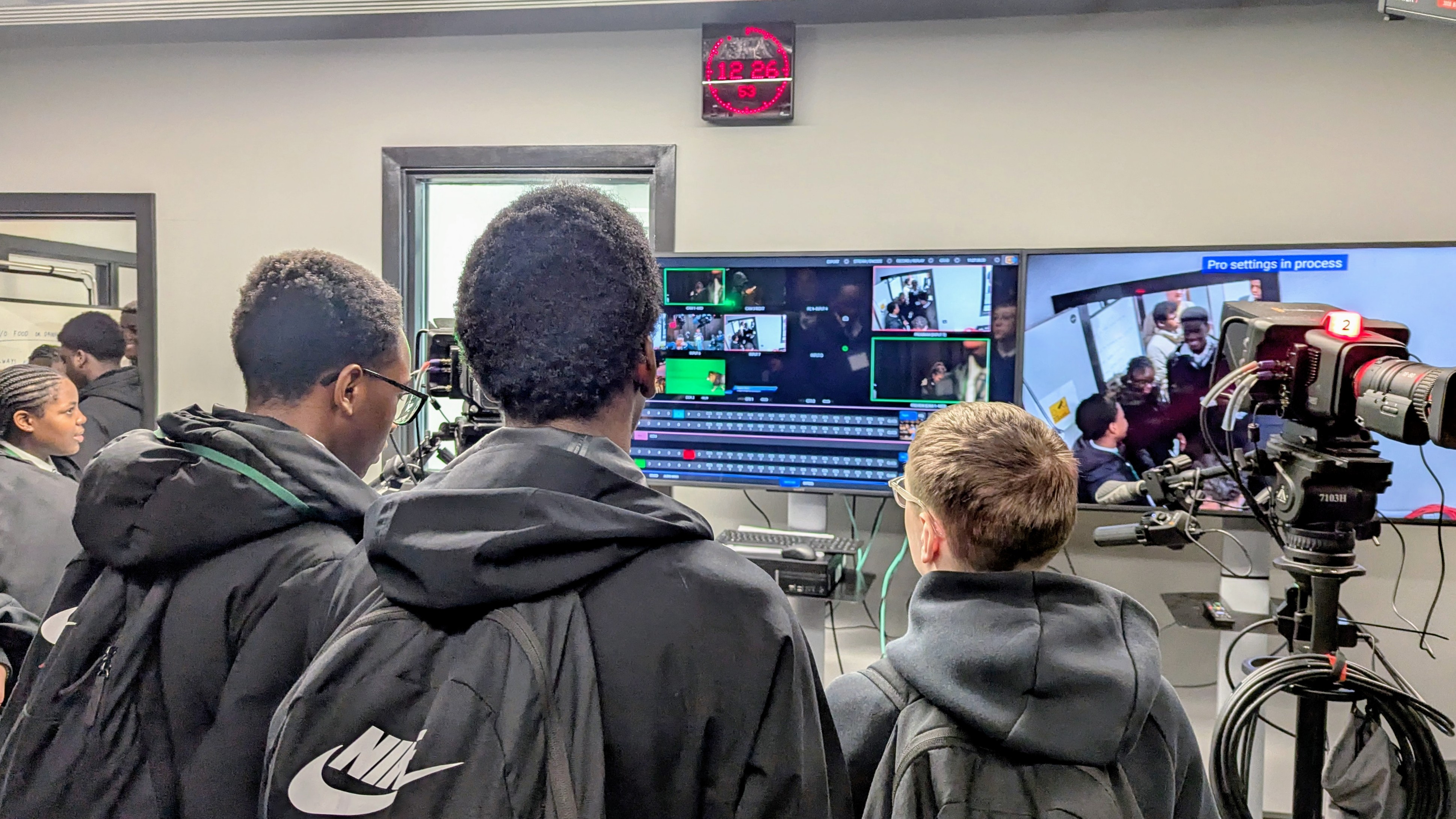 students in a film setting