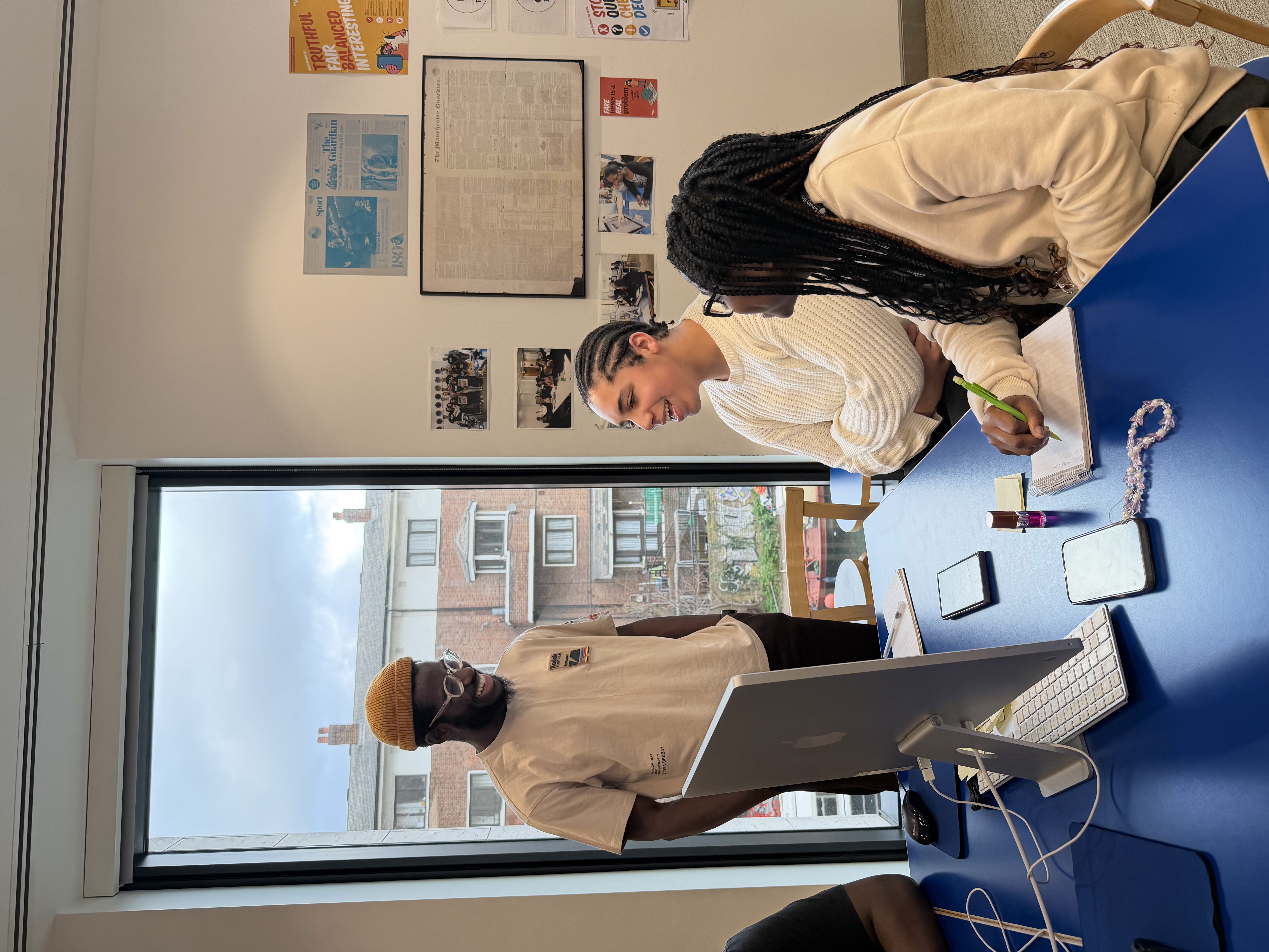 Staff from The Guardian speaking to students to share his experience