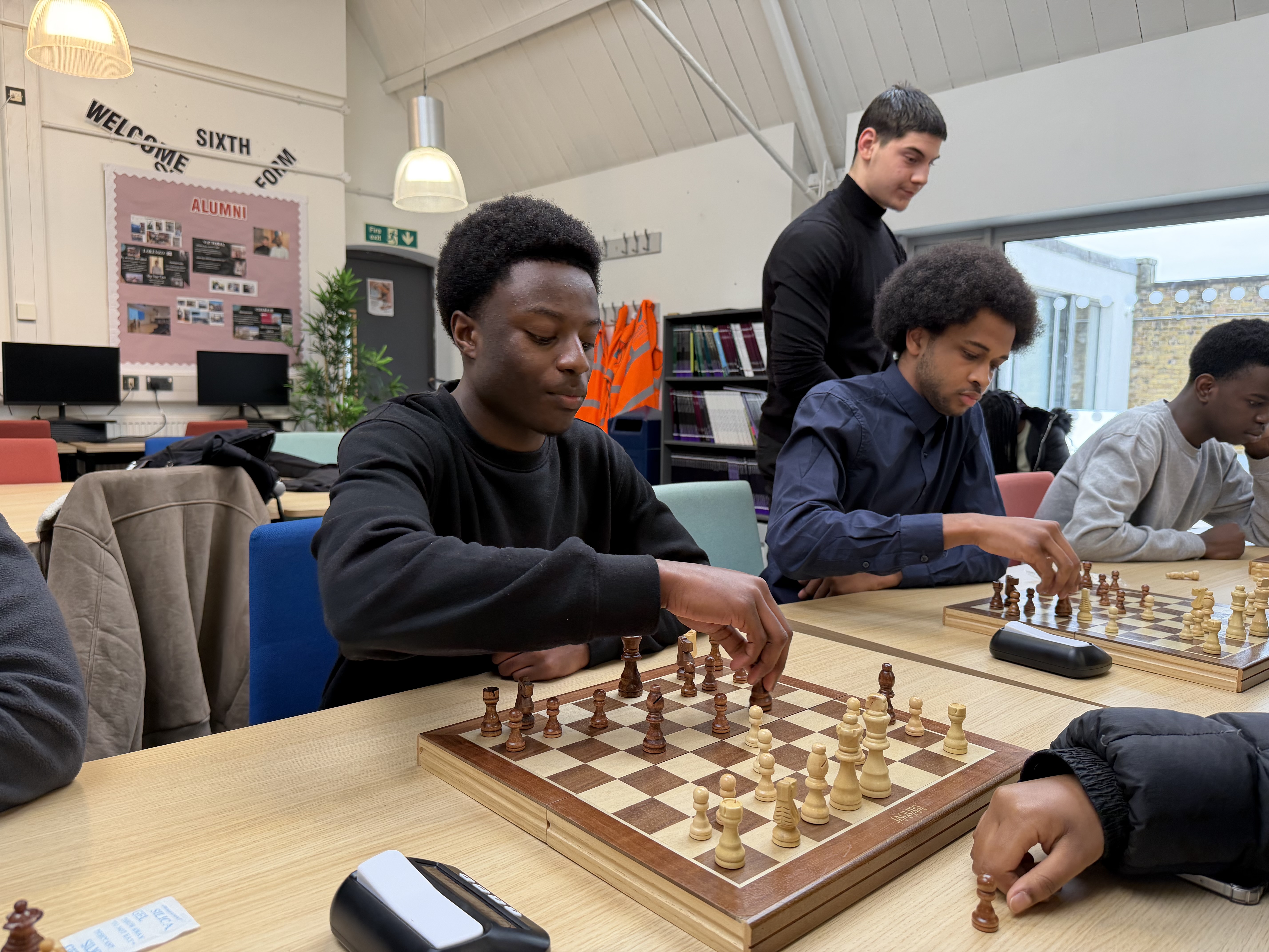 Student playing chess