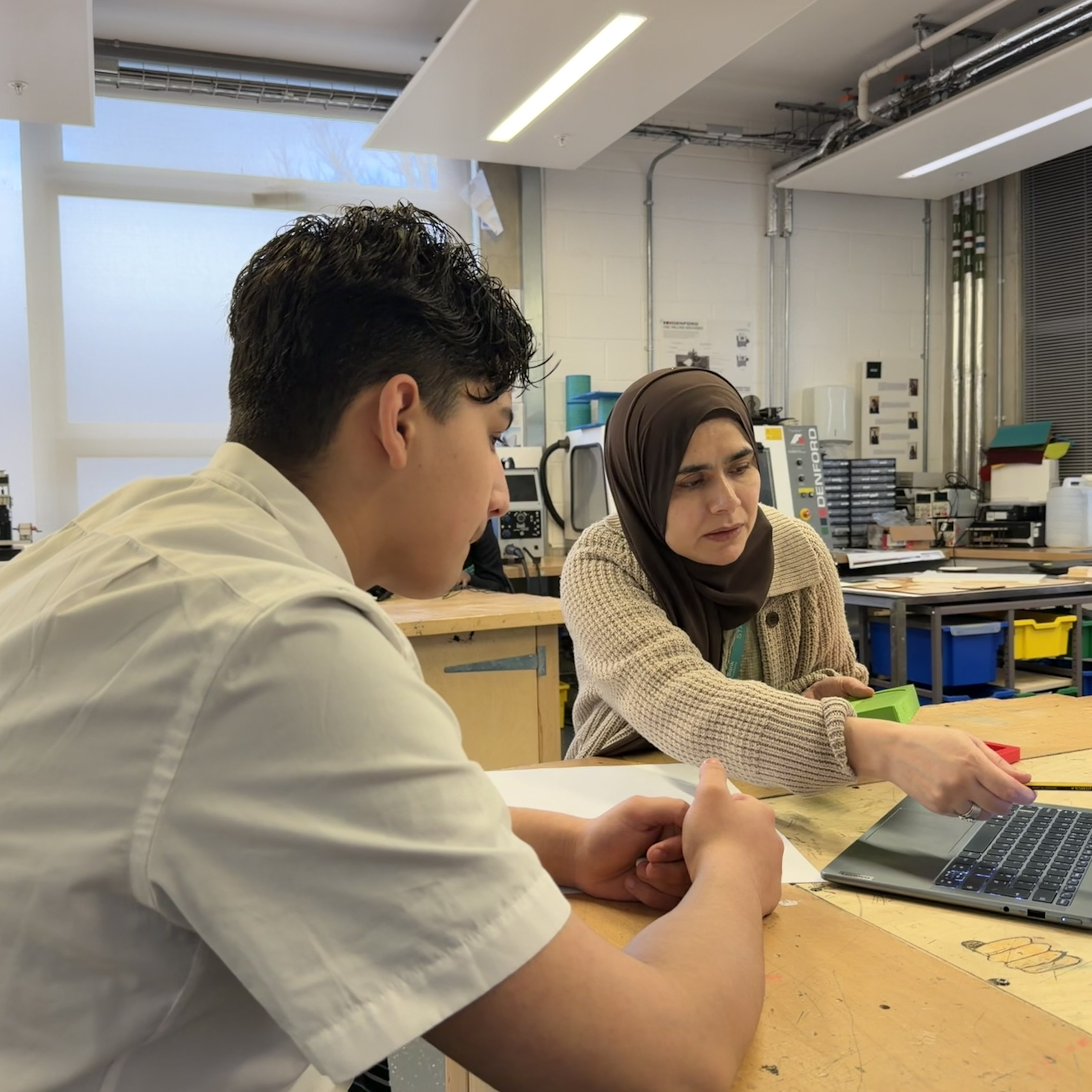 Tutor teacher student with laptop 