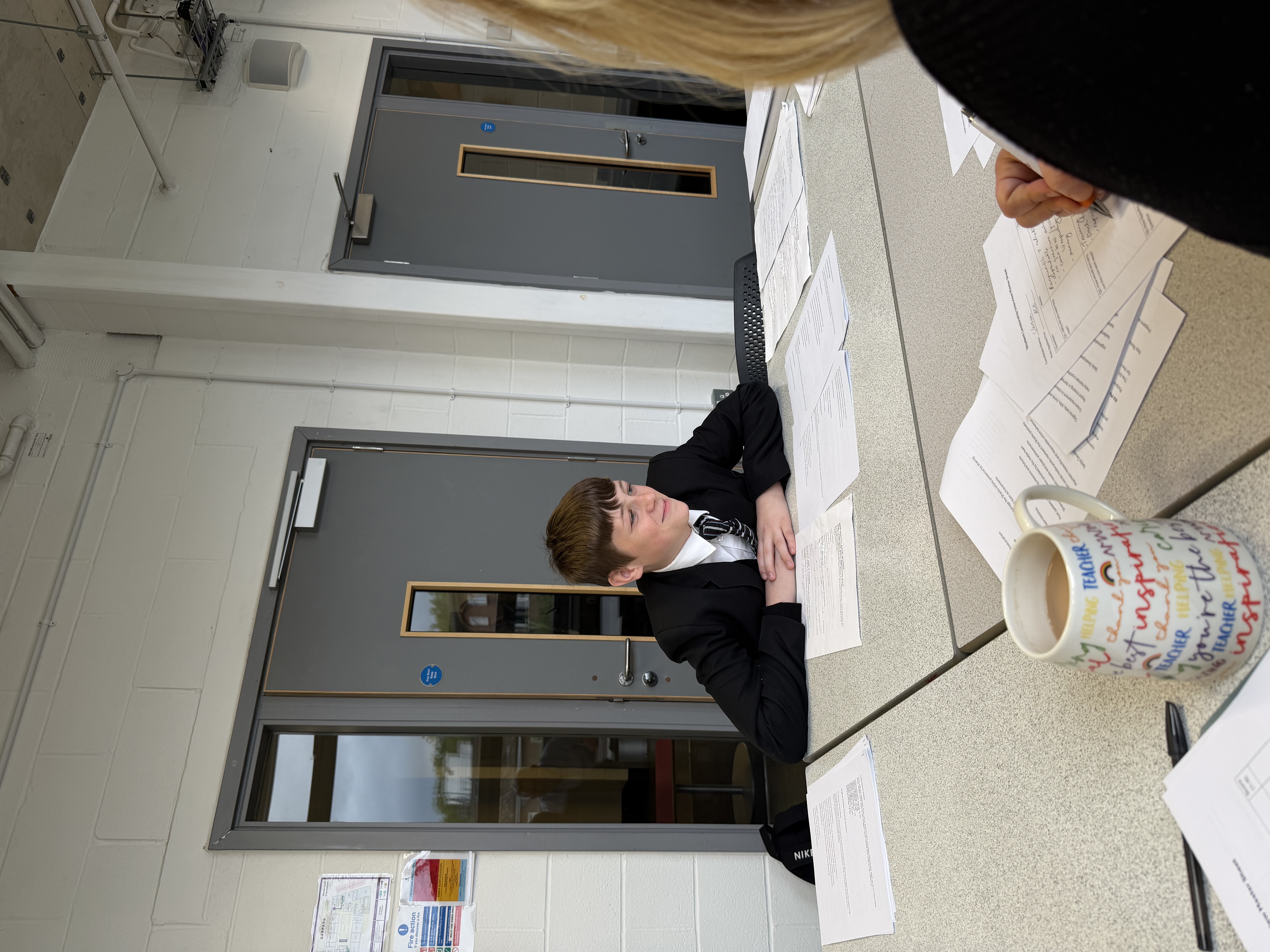 Student in the midst of interview