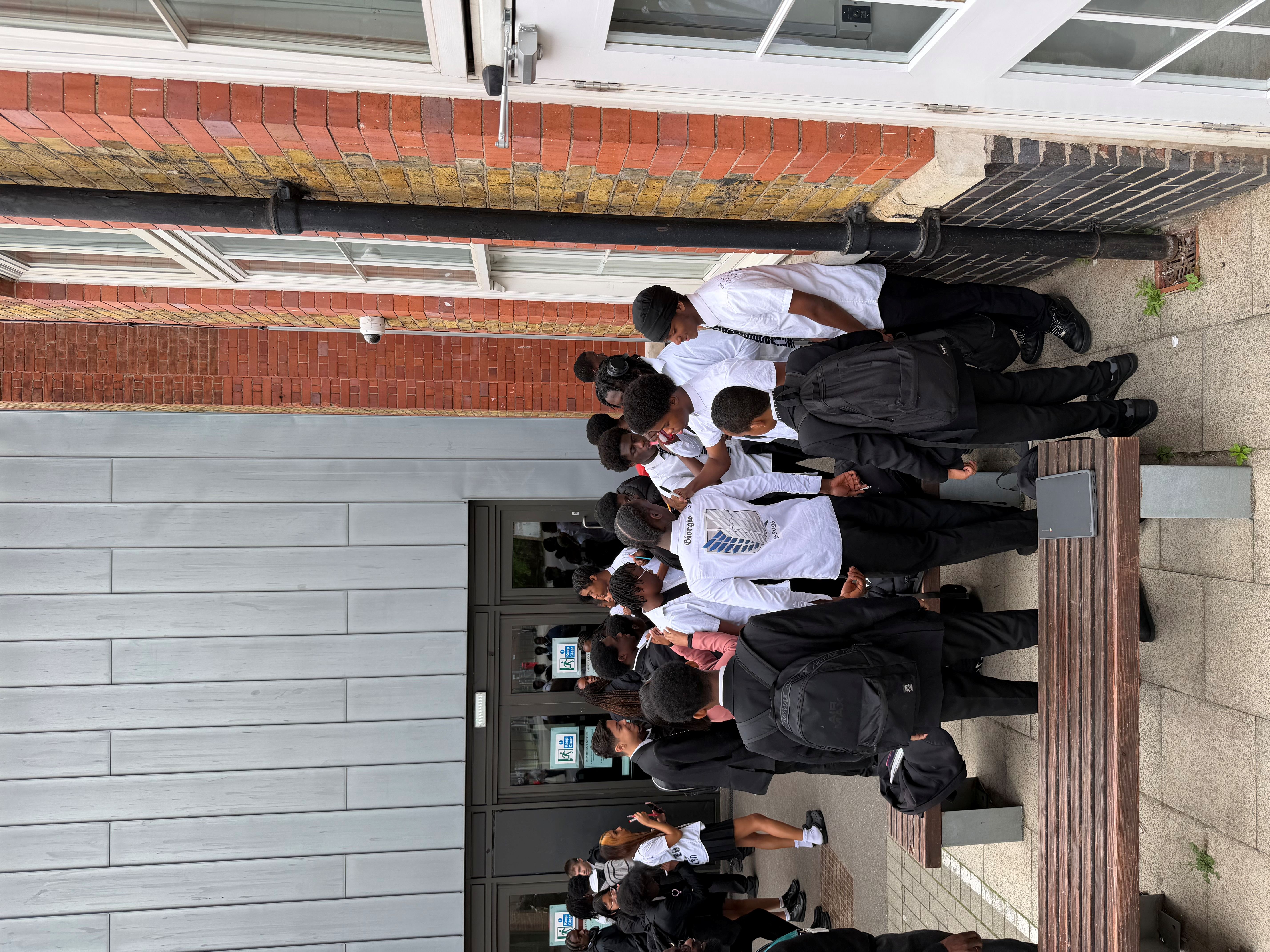 Students gathered to sign on leavers shirt
