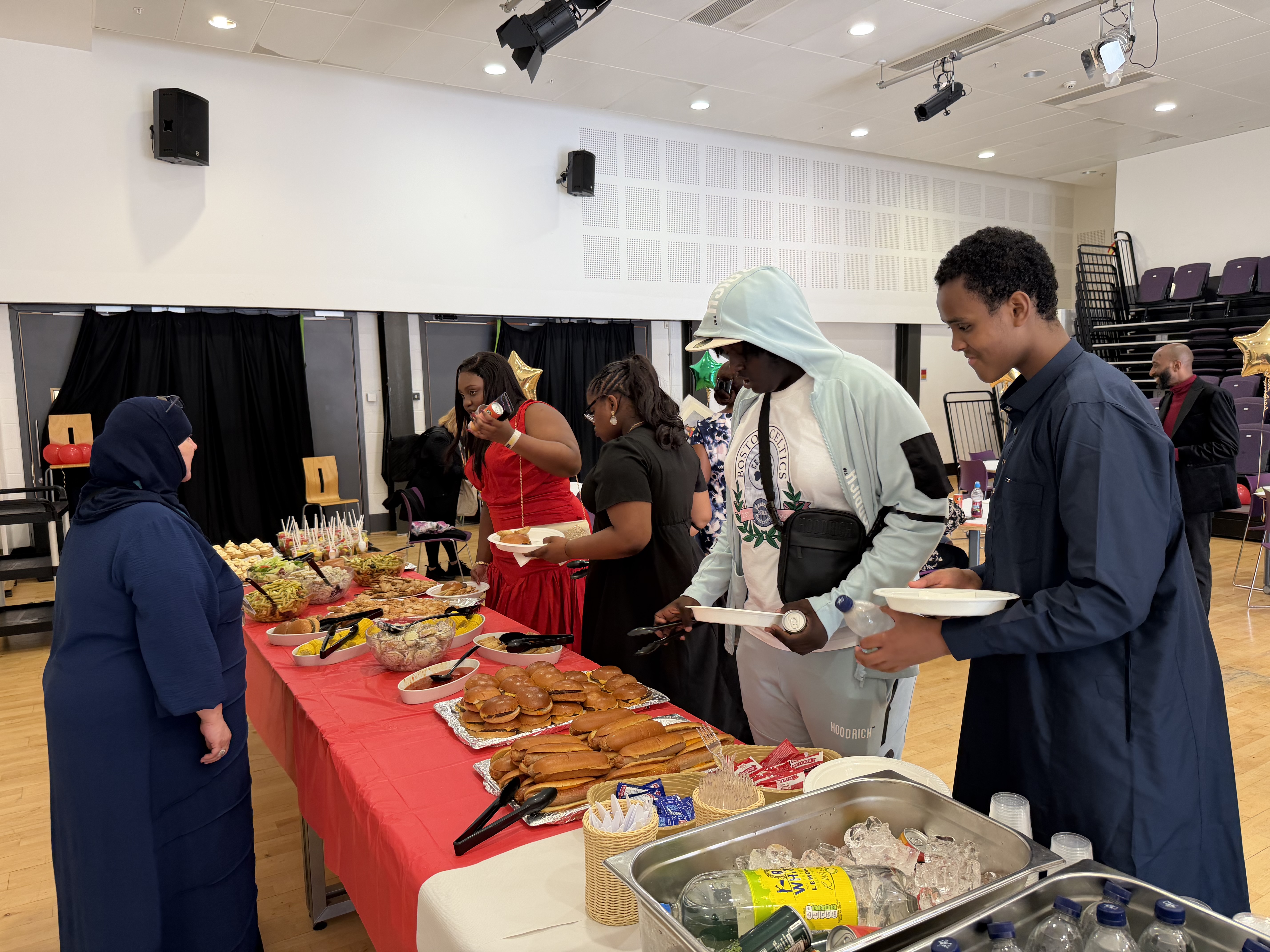 Students getting food