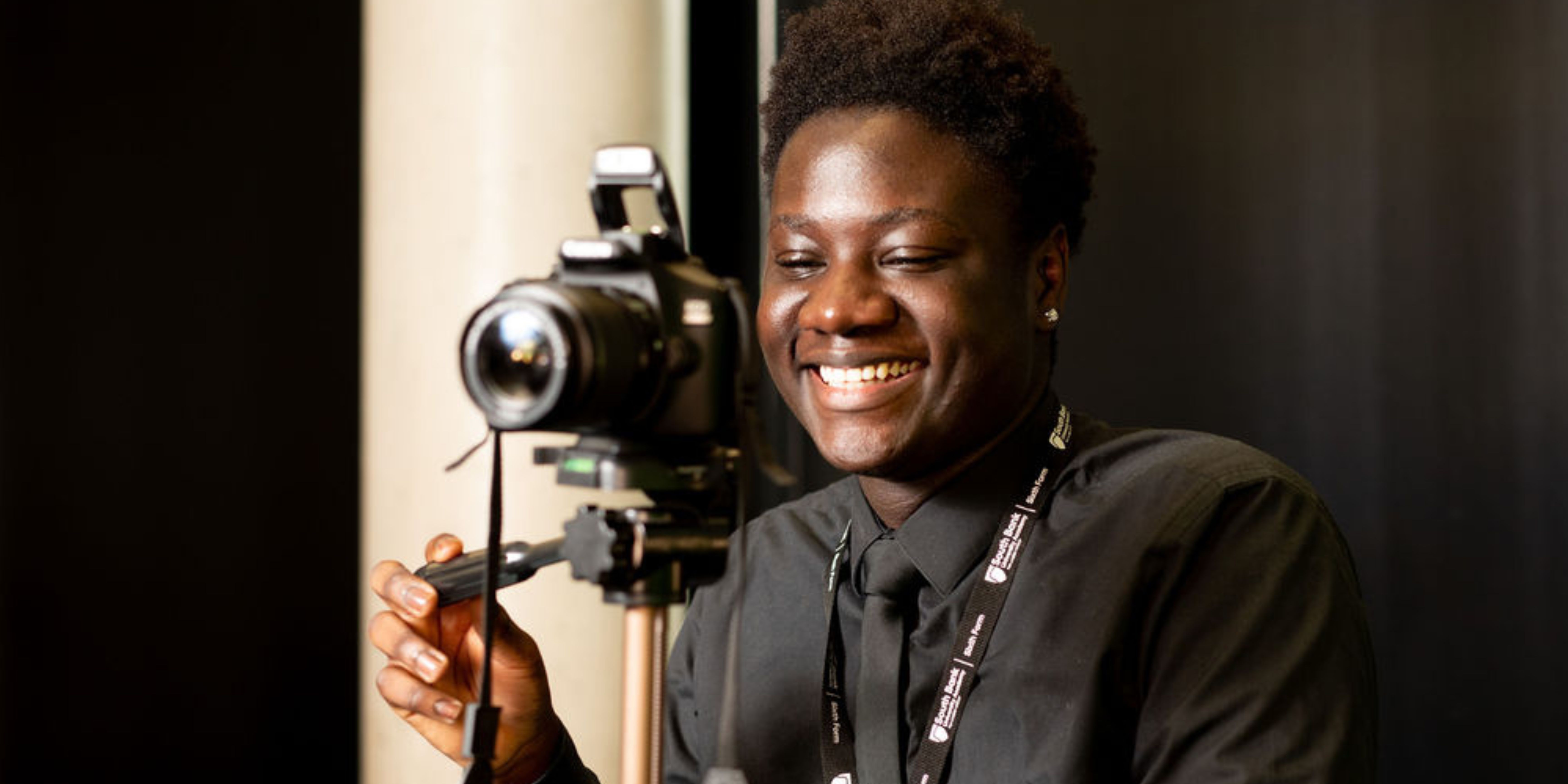 BTEC Banner image of student looking into camera