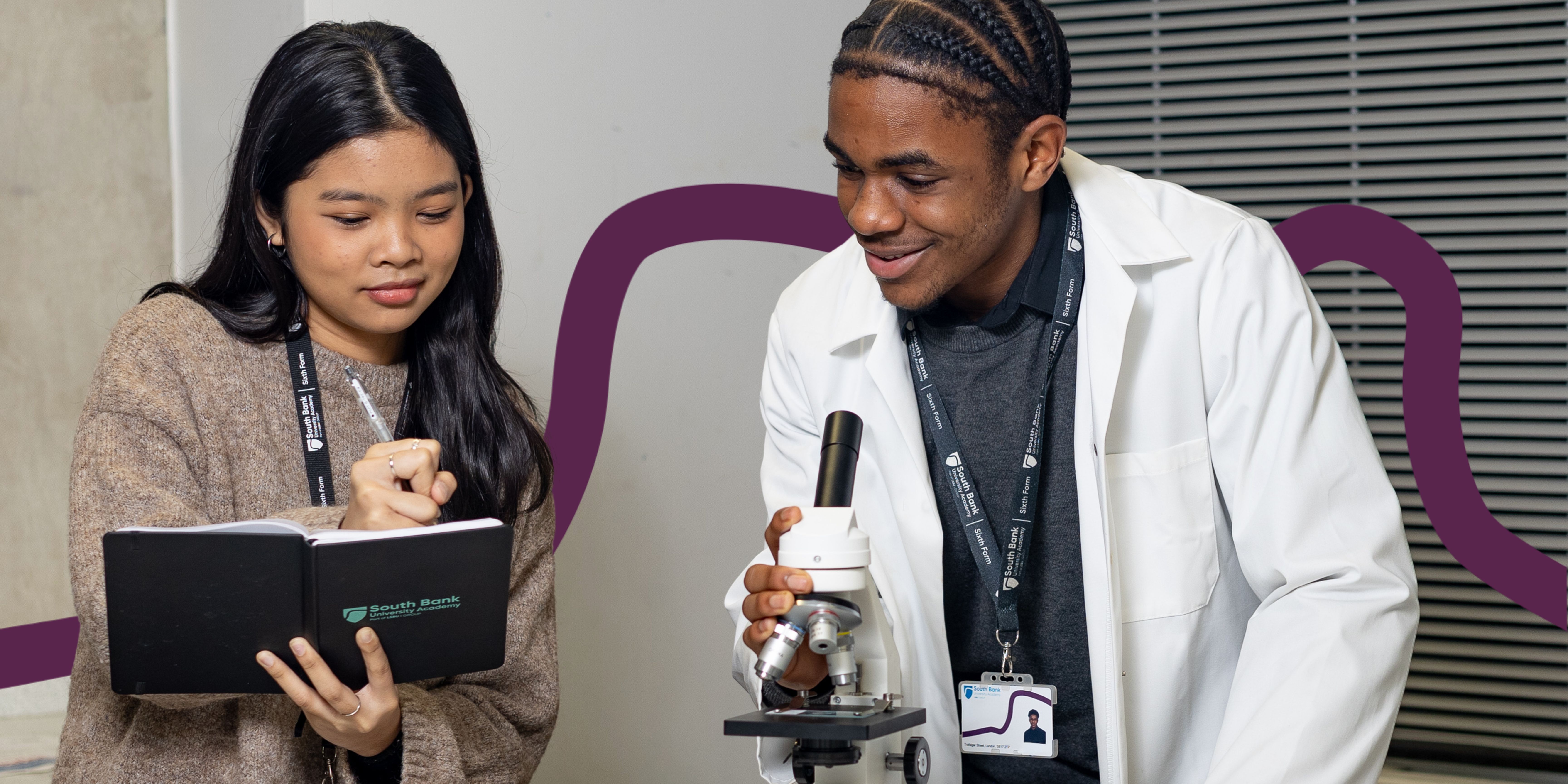 Student discussing over their experiment for their A Level Chemistry class